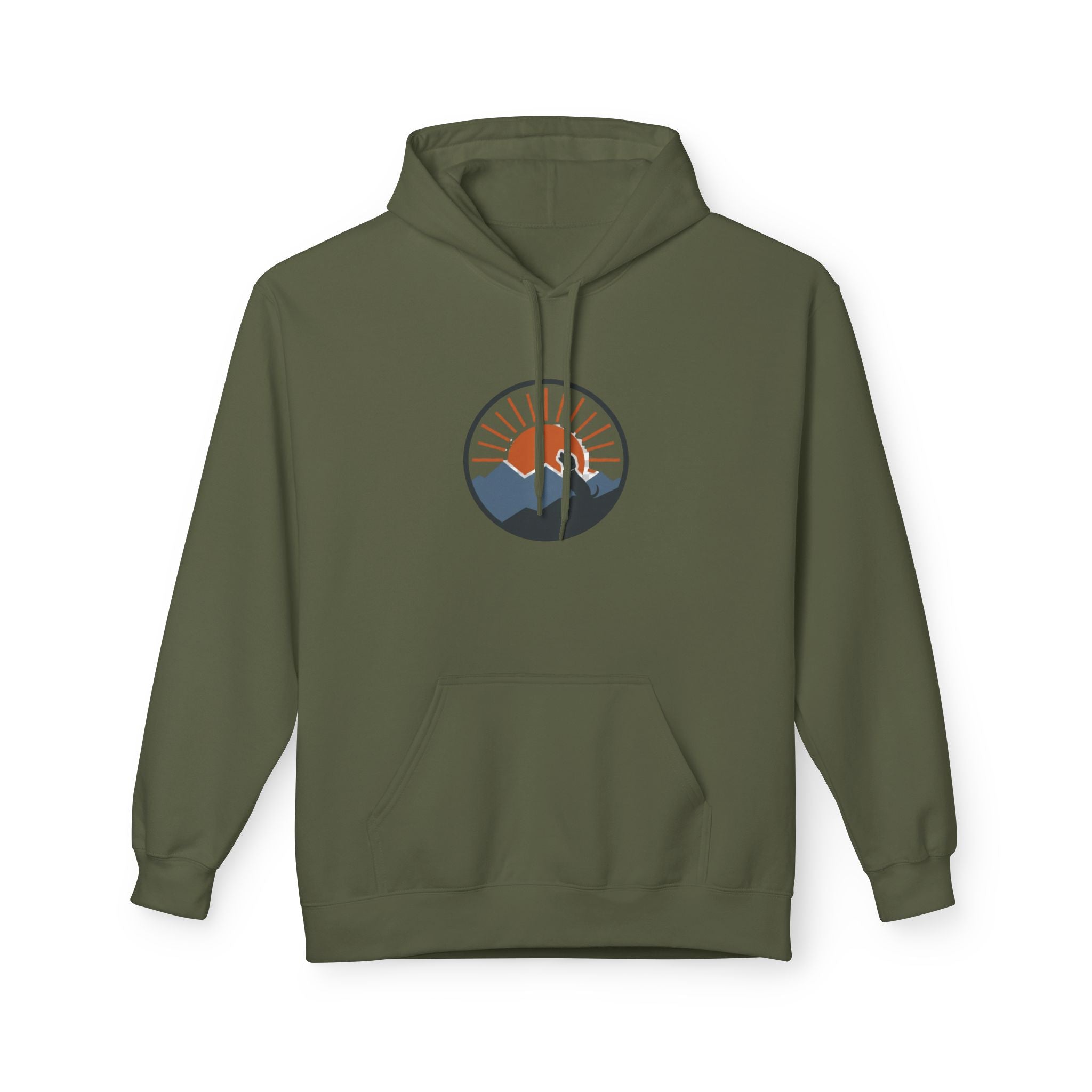 "Sunset Mountain" -  Vintage Style Mountain Beagle Men's Graphic Hoodie