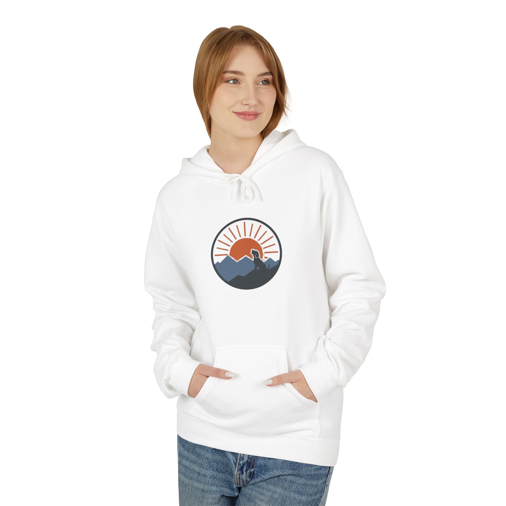 "Sunset Mountain" -  Vintage Style Mountain Beagle Women's Graphic Hoodie