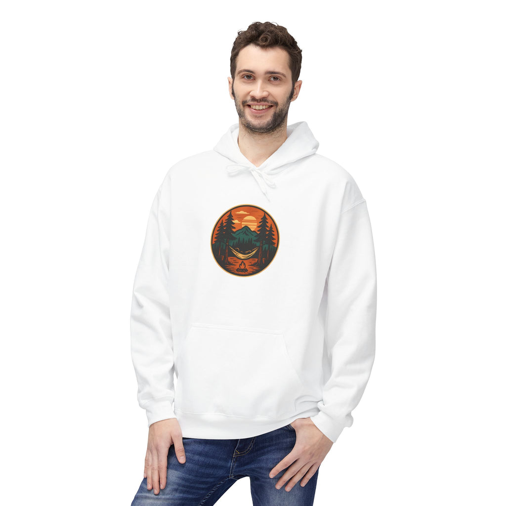 "Hammock Sunset" -  Vintage Style Mountain Beagle Men's Graphic Hoodie