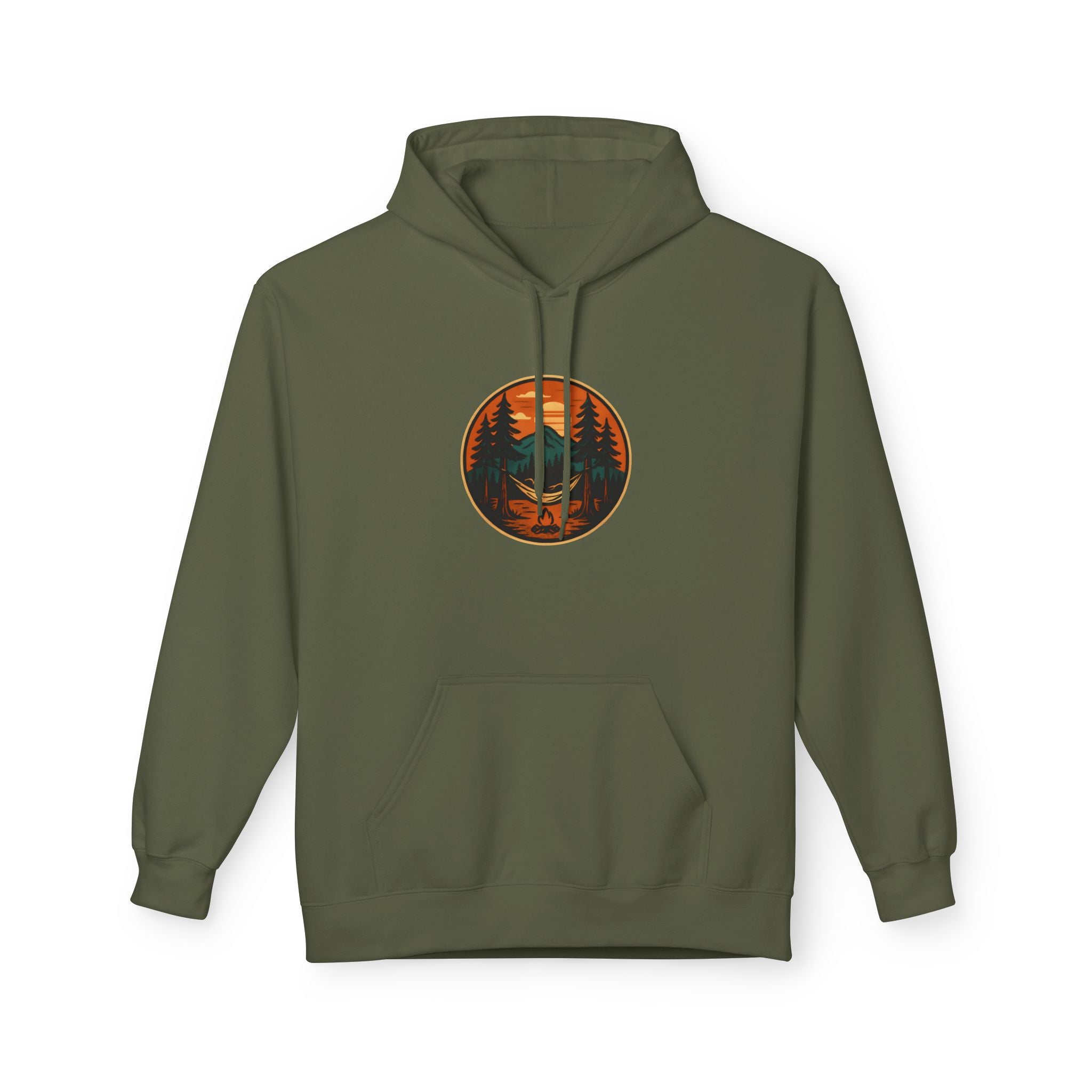 "Hammock Sunset" -  Vintage Style Mountain Beagle Men's Graphic Hoodie