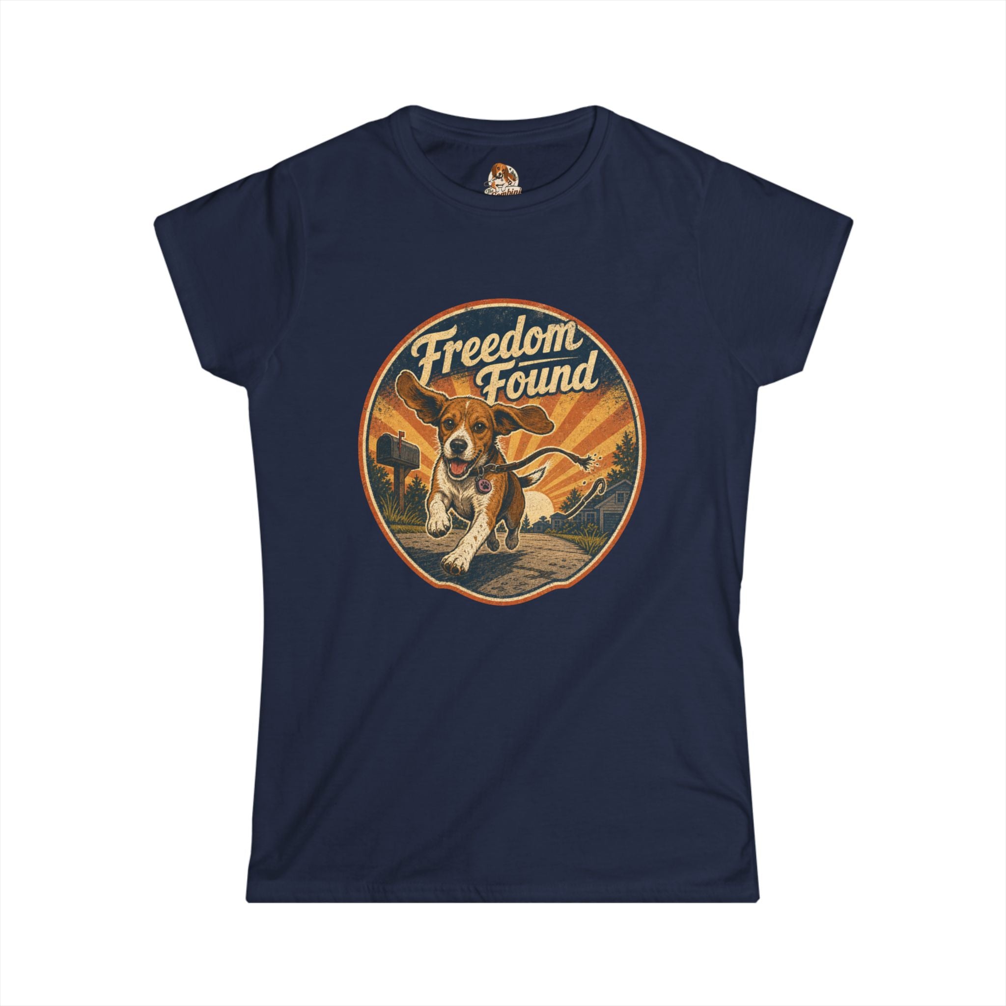 "Freedom Found" - Retro Professional Escape Artist Beagle Graphic Women's Tee