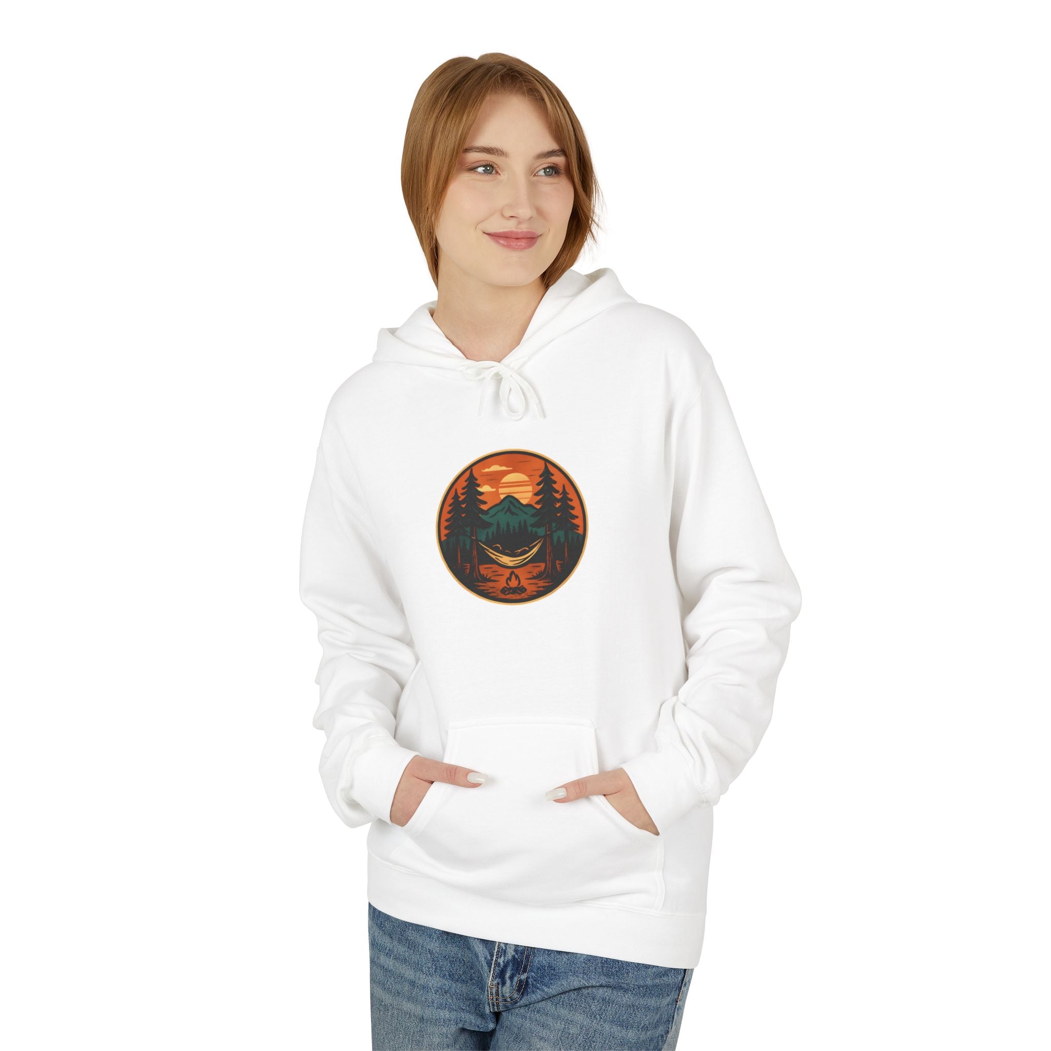 "Hammock Sunset" -  Vintage Style Mountain Beagle Women's Graphic Hoodie